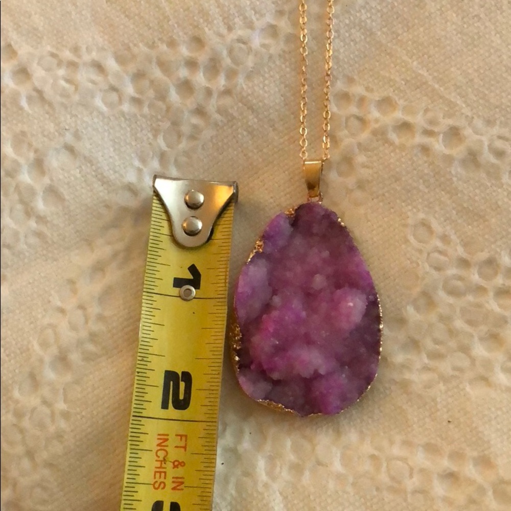 Brazilian Druzy Natural Stone Pendant necklace. - Picture 6 of 8